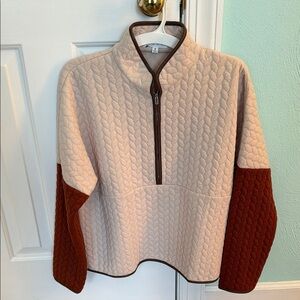 THML Beige and Brown Quilted Pullover